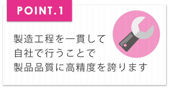 製造工程を一貫して自社で行うことで製品品質に高精度を誇ります